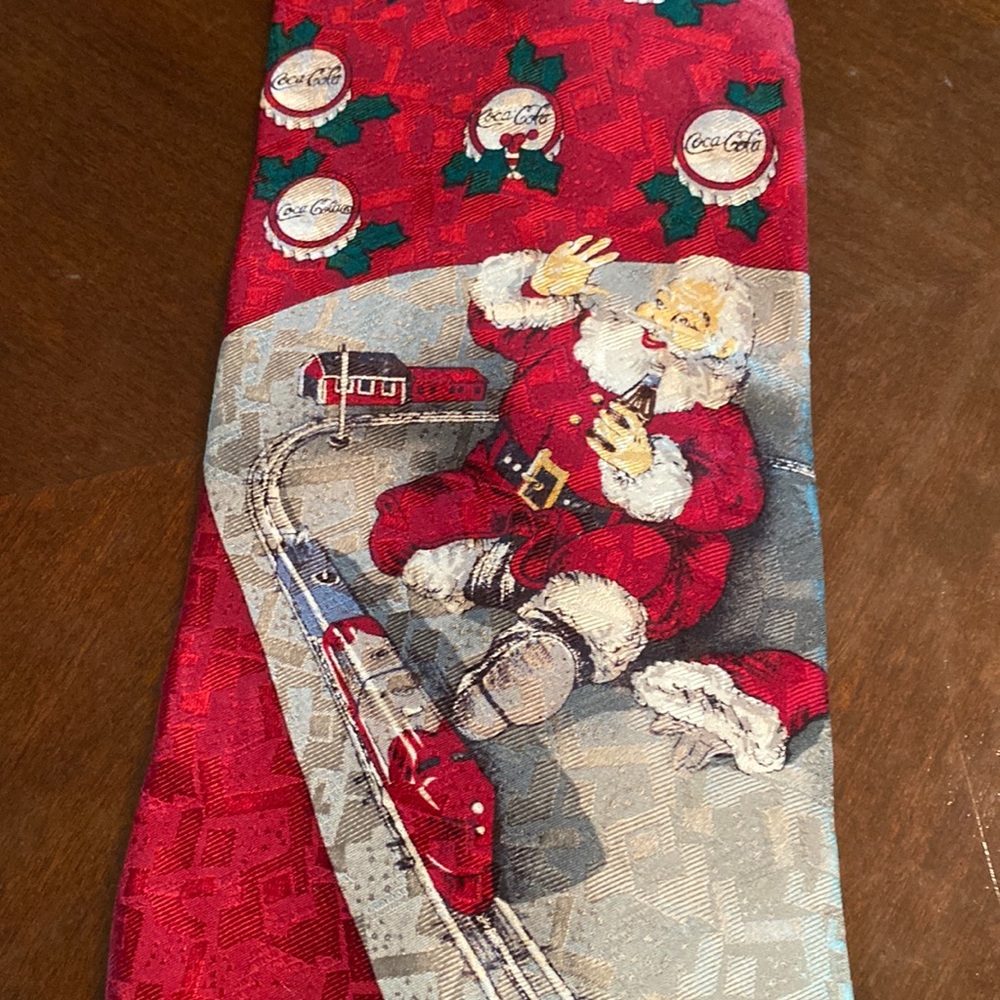 Coca Cola Santa with train Christmas tie